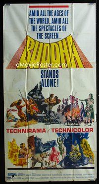 3k349 BUDDHA int'l three-sheet poster '63 Kenji Misumi's Shaka, Japanese religious epic spectacle!