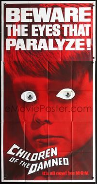 3k360 CHILDREN OF THE DAMNED three-sheet poster '64 beware the creepy kid's eyes that paralyze!