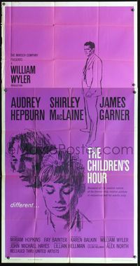 3k361 CHILDREN'S HOUR 3sh '62 close up artwork of Audrey Hepburn & Shirley MacLaine + James Garner!