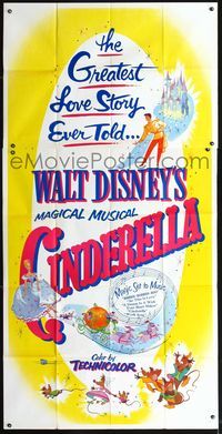 3k364 CINDERELLA three-sheet movie poster R57 Walt Disney classic romantic fantasy cartoon!