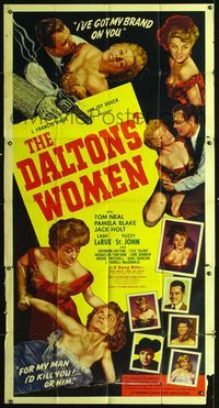 3k383 DALTONS' WOMEN three-sheet movie poster '50 Tom Neal, Pamela Blake would kill for her man!