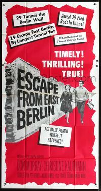 3k401 ESCAPE FROM EAST BERLIN three-sheet '62 Robert Siodmak, escape from communist East Germany!