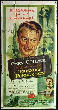 3k417 FRIENDLY PERSUASION 3sh '56 Gary Cooper in a movie that will pleasure you in a hundred ways!