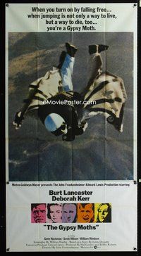 3k441 GYPSY MOTHS three-sheet poster '69 Burt Lancaster, John Frankenheimer, cool sky diving image!