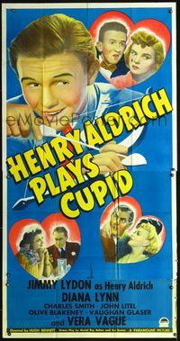 3k448 HENRY ALDRICH PLAYS CUPID three-sheet '43 great close up of Jimmy Lydon with bow & arrow!