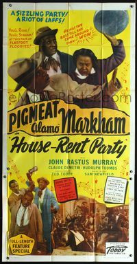 3k459 HOUSE-RENT PARTY three-sheet movie poster '46 Dewey Pigmeat Markham, all-black comedy musical!