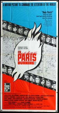 3k472 IS PARIS BURNING 3sheet '66 Rene Clement's Paris brule-t-il, World War II all-star cast!