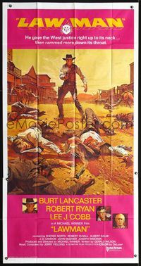 3k495 LAWMAN int'l three-sheet poster '71 Burt Lancaster, Robert Ryan, Lee J. Cobb, Michael Winner