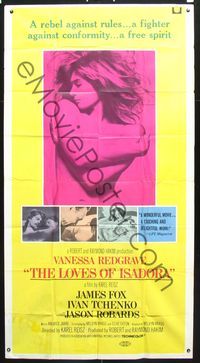 3k507 LOVES OF ISADORA int'l 3sh '69 super sexy naked Vanessa Redgrave covering herself w/just arms!