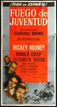 3k535 NATIONAL VELVET Span/US 3sheet '44 horse racing classic with Mickey Rooney & Elizabeth Taylor!