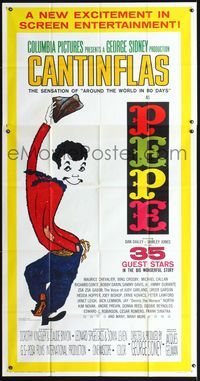 3k558 PEPE three-sheet movie poster '61 cool art of Cantinflas, starring 35 all-star cast members!
