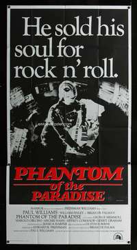 3k559 PHANTOM OF THE PARADISE B int'l 3sheet '74 Brian De Palma, he sold his soul for rock & roll!