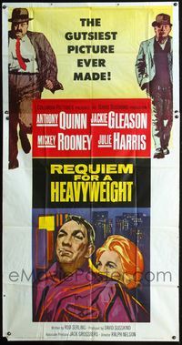 3k569 REQUIEM FOR A HEAVYWEIGHT 3sheet '62 Anthony Quinn, Jackie Gleason, Mickey Rooney, boxing!
