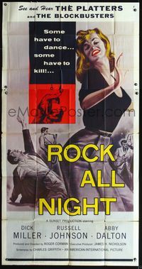3k579 ROCK ALL NIGHT 3sheet '57 rock & roll, some have to dance... some have to kill, sexy art!