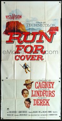 3k585 RUN FOR COVER style A 3sheet '55 James Cagney, Viveca Lindfors, directed by Nicholas Ray!