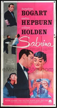 3k590 SABRINA 3sheet R62 beautiful Audrey Hepburn, Humphrey Bogart, William Holden, Billy Wilder