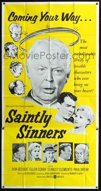 3k593 SAINTLY SINNERS 3sheet '62 most unbelievable & lovable characters who ever hung on your heart!