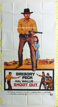 3k608 SHOOT OUT int'l 3sheet '71 great full-length image of gunfighter Gregory Peck with rifle!