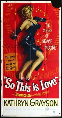 3k614 SO THIS IS LOVE 3sheet '53 sexy artwork of Kathryn Grayson as shimmy dancer Grace Moore!