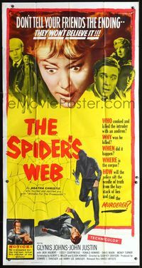 3k618 SPIDER'S WEB three-sheet poster '61 Glynis Johns, written by Agatha Christie, cool image!