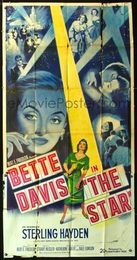 3k620 STAR three-sheet poster '53 great artwork of Hollywood actress Bette Davis in the spotlight!
