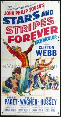 3k622 STARS & STRIPES FOREVER 3sheet '53 Clifton Webb as band leader & composer John Philip Sousa!