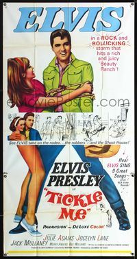 3k641 TICKLE ME int'l 3sh '65 great life-sized image of Elvis Presley & sexy Julie Adams!