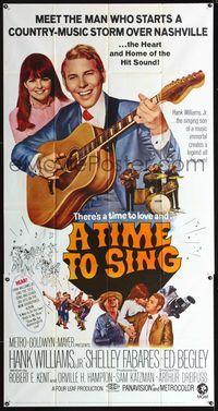 3k643 TIME TO SING 3sheet '68 Hank Williams Jr. playing guitar, Shelley Fabares, country music!