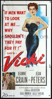 3k659 VICKI 3sh '53 if men want to look at sexy bad girl Jean Peters, she'll make them pay for it!