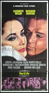 3k655 V.I.P.S three-sheet movie poster '63 great close up of sexy Elizabeth Taylor & Richard Burton!