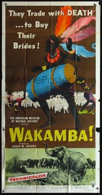 3k664 WAKAMBA style A three-sheet '55 actual customs of weird & wonderful African tribe, cool art!