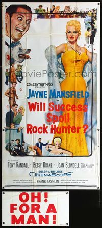 3k678 WILL SUCCESS SPOIL ROCK HUNTER 3sheet '57 art of super sexy full-length Jayne Mansfield!