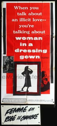3k679 WOMAN IN A DRESSING GOWN three-sheet movie poster '57 why NOT a movie about illicit love?