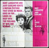 3k018 CHILD IS WAITING six-sheet '63 cool Howard Terpning art of Burt Lancaster & Judy Garland!