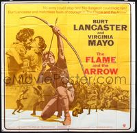 3k032 FLAME & THE ARROW int'l 6sh R71 Burt Lancaster performing his own stunts & sexy Virginia Mayo!