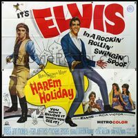 3k039 HARUM SCARUM six-sheet poster '65 rockin' Elvis Presley, 1001 Swingin' nights, Harem Holiday!