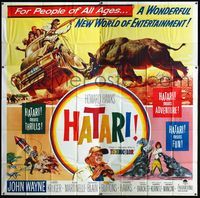 3k040 HATARI six-sheet movie poster '62 Howard Hawks, great artwork images of John Wayne in Africa!