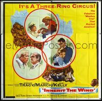 3k046 INHERIT THE WIND 6sheet '60 Spencer Tracy, Fredric March, Gene Kelly shakes hands with chimp!