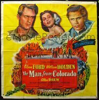 3k056 MAN FROM COLORADO six-sheet '48 sexy Ellen Drew is caught between Glenn Ford & William Holden!