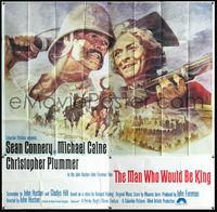 3k060 MAN WHO WOULD BE KING six-sheet '75 artwork of Sean Connery & Michael Caine by Tom Jung!