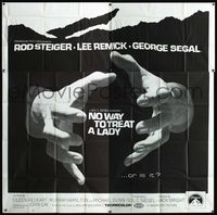 3k069 NO WAY TO TREAT A LADY 6sheet '68 great creepy image of Rod Steiger's hands about to strangle!