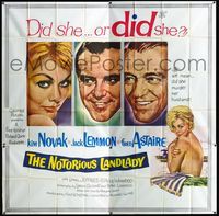 3k071 NOTORIOUS LANDLADY 6sheet '62 art of sexy naked Kim Novak between Jack Lemmon & Fred Astaire!