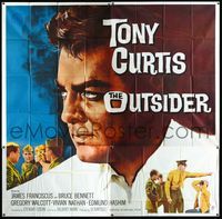 3k076 OUTSIDER style A 6sheet '62 great close up art of Tony Curtis as Ira Hayes of Iwo Jima fame!