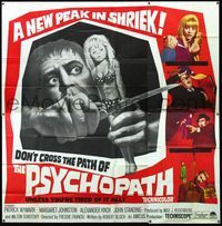 3k078 PSYCHOPATH six-sheet movie poster '66 Robert Bloch, wild image, Mother, may I go out to kill?