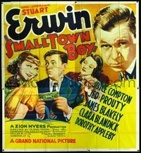 3k089 SMALL TOWN BOY six-sheet poster '37 Stuart Erwin finds a thousand dollar bill, Joyce Compton