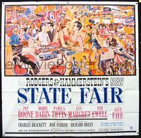 3k094 STATE FAIR 6sheet '62 Alice Faye, Pat Boone, Rodgers & Hammerstein musical, cool montage art!
