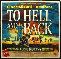 3k099 TO HELL & BACK six-sheet '55 Audie Murphy's life story as a kid soldier in World War II!