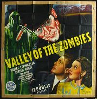 3k101 VALLEY OF THE ZOMBIES six-sheet '46 really cool artwork of death figure and man in black!