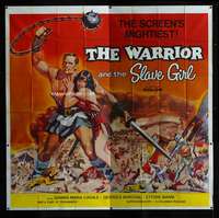3k103 WARRIOR & THE SLAVE GIRL 6sh '59 awesome artwork of gladiator & girl, mightiest Italian epic!