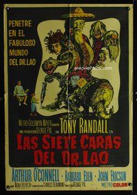 3k695 7 FACES OF DR. LAO Argentinean movie poster '64 great art of Tony Randall's personalities!